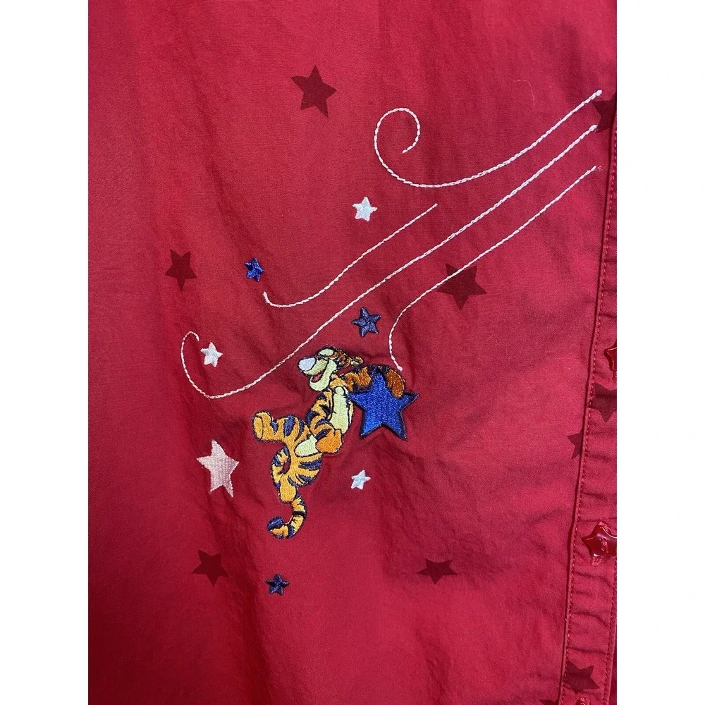 Tigger Disney Women Red Short‎ Sleeve Embroidered "Celebrate" Shirt  22W/24W - Picture 6 of 9